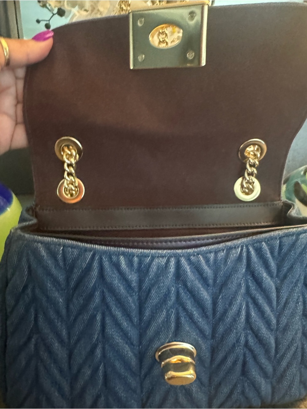 Coach Cassidy Quilted Denim 2 Way Bag w/ Turnlock EUC - Picture 7 of 13